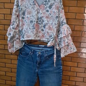 Combo Of  Floral  Top N  BRAND Ed Jeans