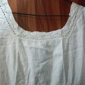 White Cotton Dress With Pure Fabric