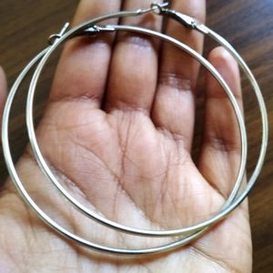 Earrings Silver Alloy Rhodium Metal Hoops