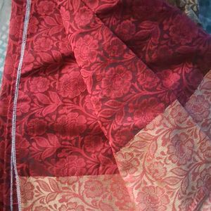 Self Design Floral Dark Red Saree