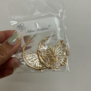 Butterfly Gold Hoop Earrings