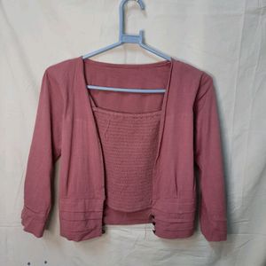 Pink Attached Jacket Top