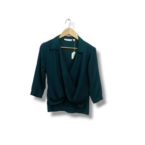 StalkBuyLove Teal Solid Wrap Top (Women's)