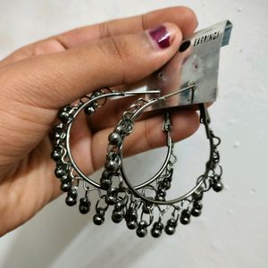 Brand New Black Oxidised Hoop Earrings