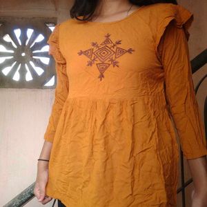 Mustard Yellow Short Kurti