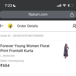 Front Slit Floral Kurthi