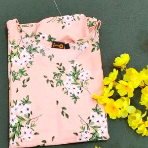 Oomph! Peach Floral Print ToP Size L