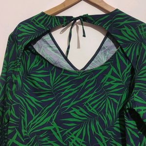 Green Leaves Print Top For Girl Or Women