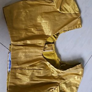 Golden Stitched Saree Blouse.