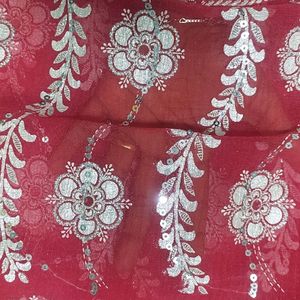 Pink Saree With Silver Prints