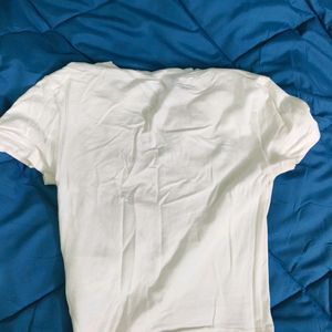 H&M Fitted Crop White Tshirt