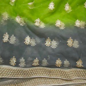 Beautiful Net Saree With Stitched Blouse