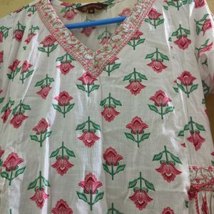 Floral Print Cotton Kurta Set