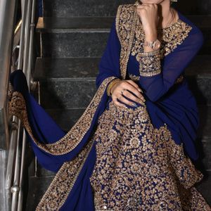 Beautiful Navy Blue Gown With Heavy Work