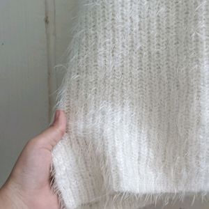 Oversized Cozy Furry White Sweater