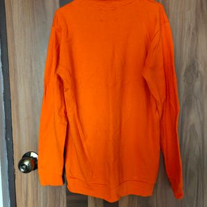 Neon Orange High Neck Sweatshirt(Unisex)