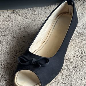 Black Peep Toe Wedges