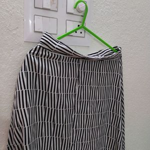 White Black Striped Long Skirt