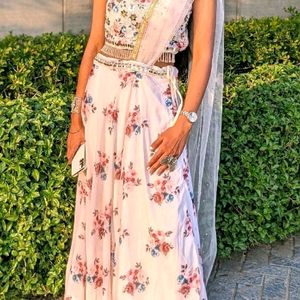 FLORAL PRINT WHITE LEHENGA WITH NET DUPATTA ❤️