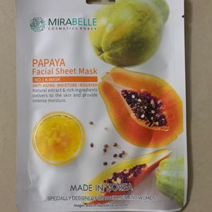 Mirabelle Papaya Facial Sheet Mask,made in Korea,No.1 K-Mask,Anti-aging,moisture,nourish.Specially designed for both men and women