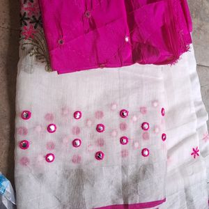 Lenin Cotton Saree Without Blouse