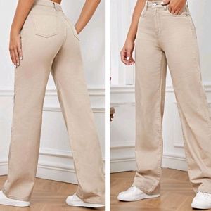 Beige wide leg jeans