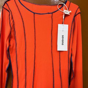 Savana Bodycon Ribbed Orange Dress