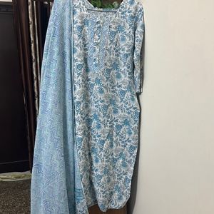 Aqua Blue Cotton Suit