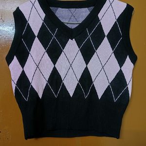 Black & Pink Vest Sweater