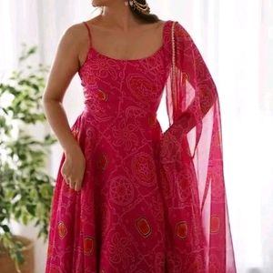 Sleeveless Anarkali Gown With Dupatta