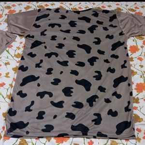 Brown Cheetah Print Graphic T-Shirt With Trouser