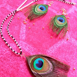 🦚Real Peacock Feathers Jewelry Set🍁🎀