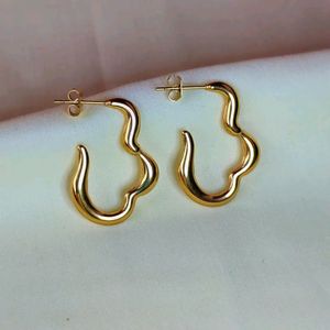 18k Gold Plated Squiggle Wavy Hoops