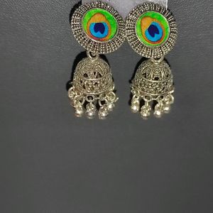 Peacock Oxidised Earrings