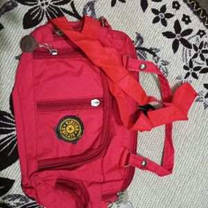 Red Colour Sling Bag With Many Compartment