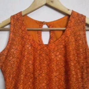 Orange Net Kurta