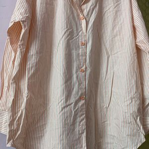 Peach Striped Boyfriend Fit Shirt