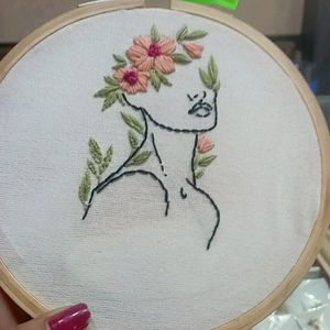 Handmade Embroidery Of Women And Flowers