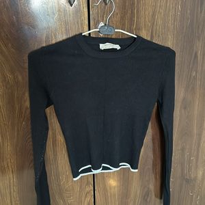 Black Fitted Woollen Top