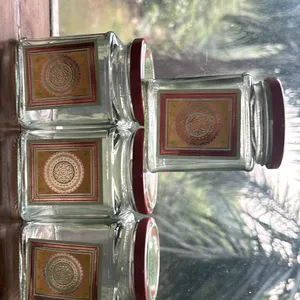 Set Of 4 Glass Storage Jars With Lid - Square