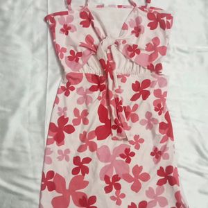 Tie Up Floral Dress