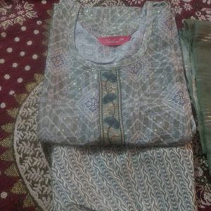 Kurta Set Light Green Pant And Duppta