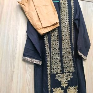 Woww Black Kurti, Leggings With Dupatta