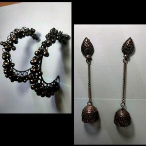 2 Black Oxidised Earrings