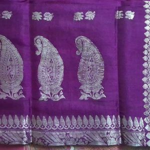 Purple Printed Sari For Women