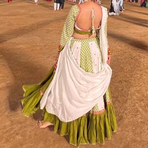 Green and White Chaniya Choli