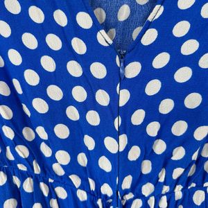 Zara Polka Dot Tie At Waist Dress