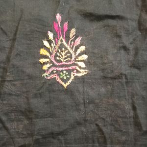 Cotton Black Multi Chikankari Kurti