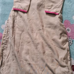 Nude Colour Kurthi With Pink Design