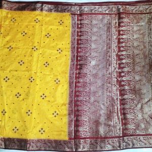 Yellow Banarasi Style Saree